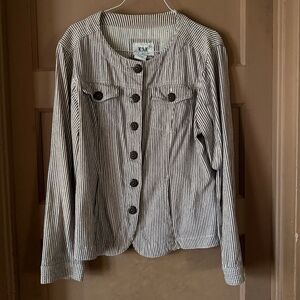 LAL Live a Little Pinstripe Cotton-Spandex Western Jacket Pockets Women's Sz M